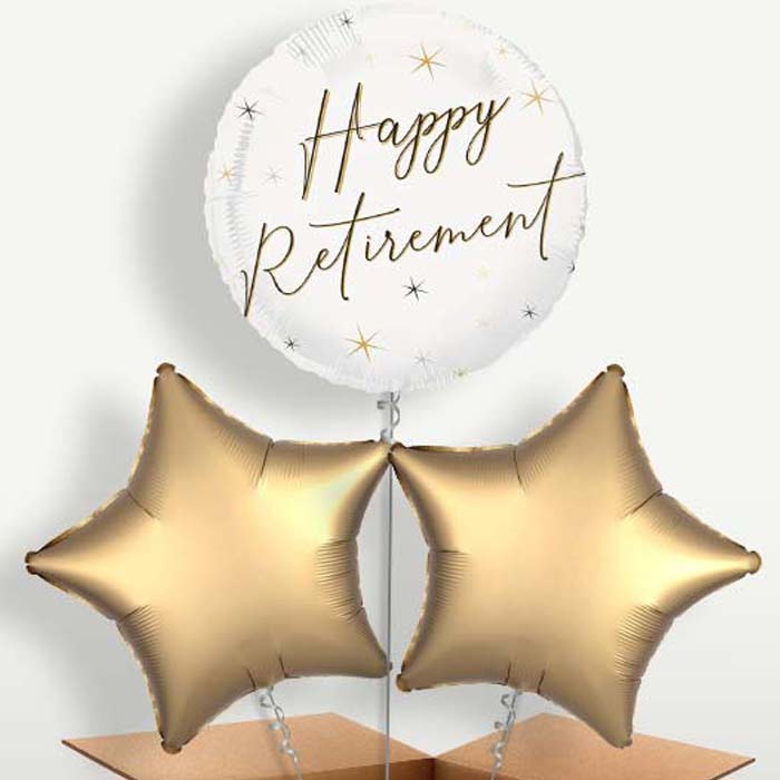 White & Black Happy Retirement Helium Bunch of Balloons | Party Save Smile