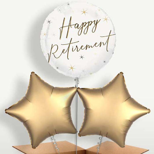 White & Black Happy Retirement Helium Bunch of Balloons | Party Save Smile