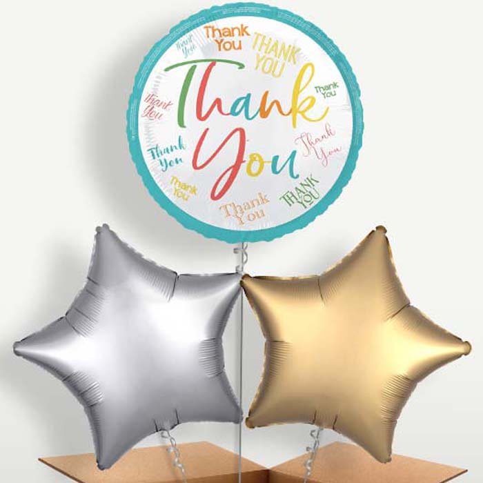 Colourful Thank You Bunch of Balloons inflated with Helium | Party Save Smile