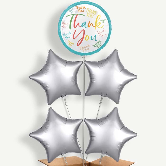 Colourful Thank You Balloon Cluster Inflated with Helium | Party Save Smile