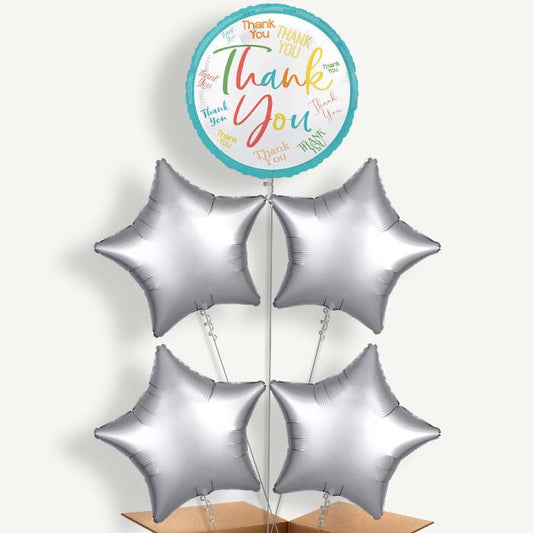 Colourful Thank You Balloon Cluster Inflated with Helium | Party Save Smile