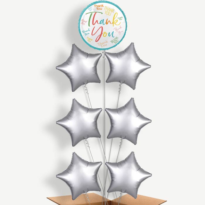 Colourful Thank You Balloon Arrangement Inflated with Helium | Party Save Smile