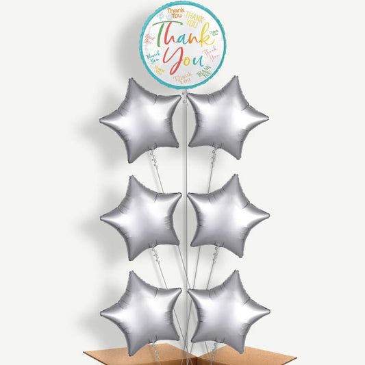 Colourful Thank You Balloon Arrangement Inflated with Helium | Party Save Smile