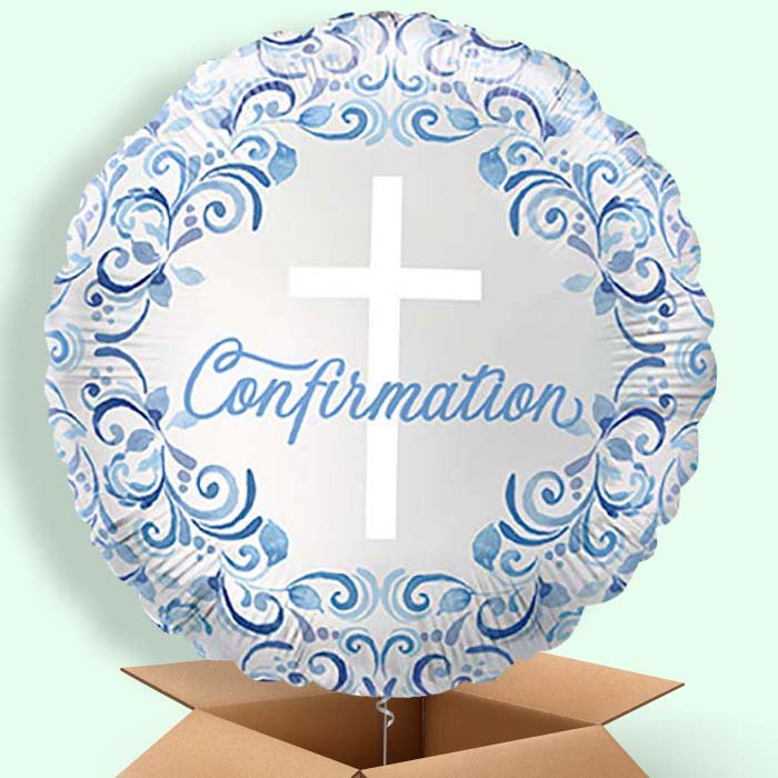Blue Holy Cross Confirmation Helium Balloons Delivered - 1 Balloon | Party Save Smile