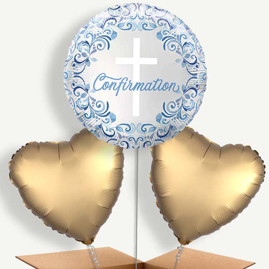 Blue Holy Cross Confirmation Bunch of Balloons (Trio) | Party Save Smile
