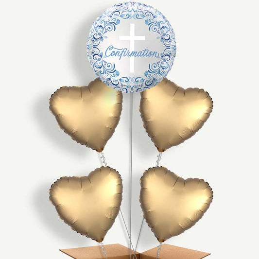 Blue Holy Cross Confirmation 5 Helium Cluster Balloons | Party Save Smile