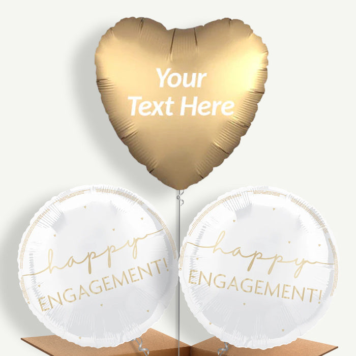 Personalised Engagement Foil Helium Balloons - Gold Dot - Balloon Trio | Party Save Smile