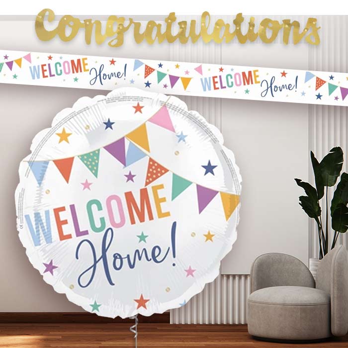 Welcome Home Bunting Balloon and Banners