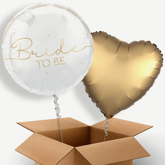 White and Gold Bride to Be Helium Balloon Two | Party Save Smile