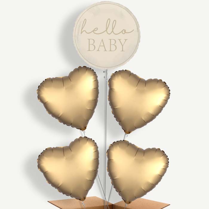 Hello Baby Neutral Baby Shower Helium Cluster Balloons | Party Save Smile