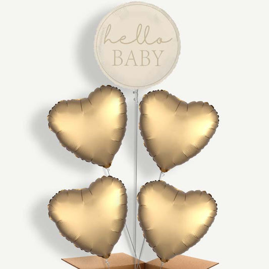 Hello Baby Neutral Baby Shower Helium Cluster Balloons | Party Save Smile