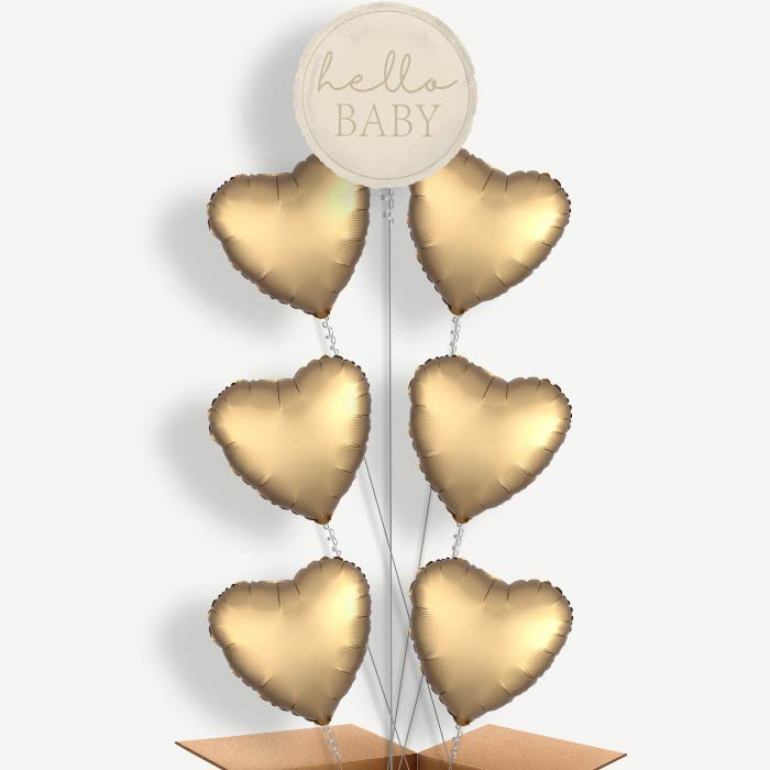 Hello Baby Neutral Baby Shower Helium Balloon Arrangement | Party Save Smile