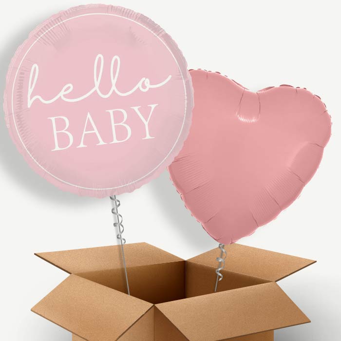 Pink Hello Baby Helium Balloon Couple | Party Save Smile