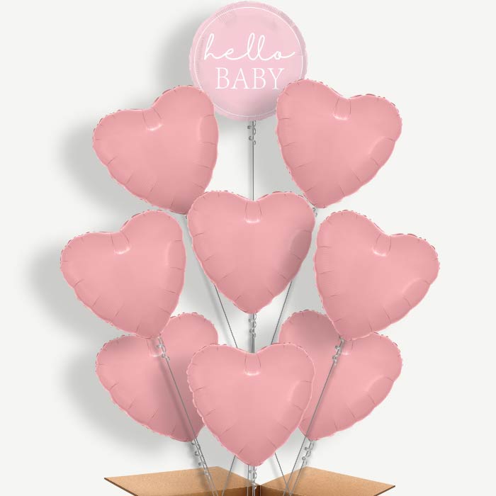 Pink Hello Baby Balloon Bundle Inflated with Helium | Party Save Smile