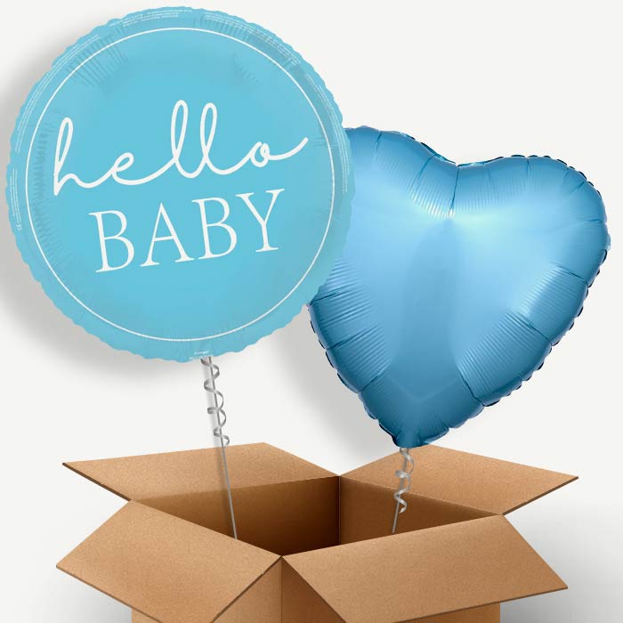 Blue Hello Baby Helium Balloon Duo | Party Save Smile