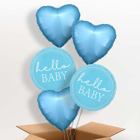 Blue Hello Baby Helium Balloon in a Box - 5 Balloon | Party Save Smile