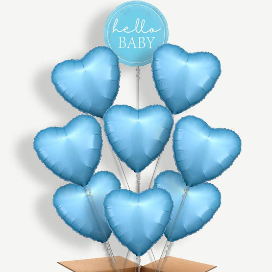 Blue Hello Baby Balloon Bundle Inflated with Helium | Party Save Smile