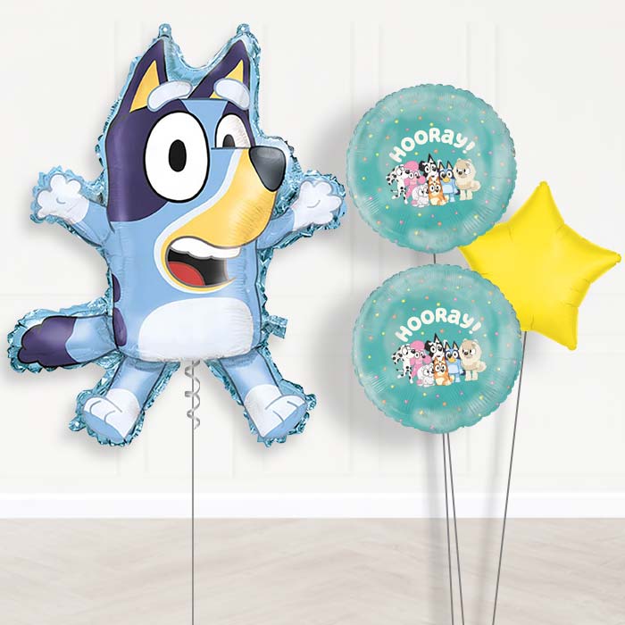 Bluey Balloon Bouquet Delivery | Giant Balloon + 2 Themed Balloons + 1 Plain Balloon | Party Save Smile