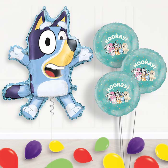 Bluey Balloon Bouquet Delivery | Giant Balloon + 3 Themed Balloons + Mini Balloons | Party Save Smile