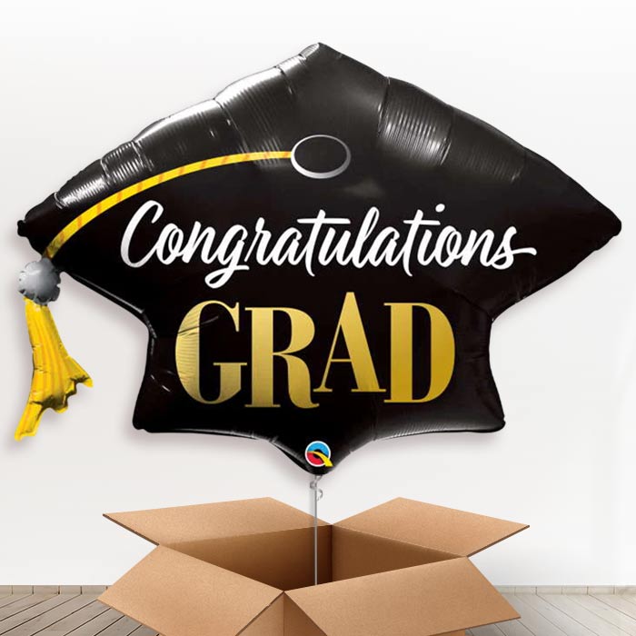 Congratulation Graduation Cap Helium Balloons in a Box - Giant Balloon | Party Save Smile