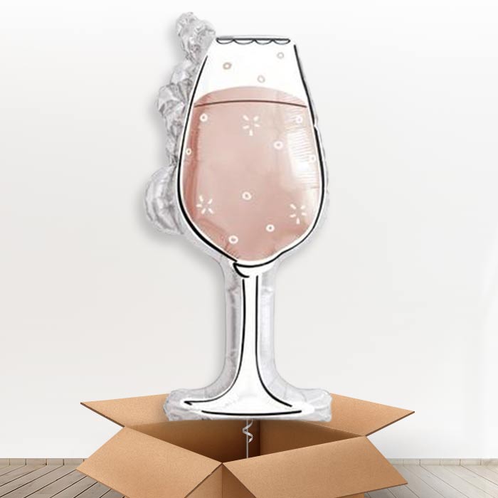 Rose Gold Wine Glass Giant Helium Balloon in a Box | Giant Balloon | Party Save Smile