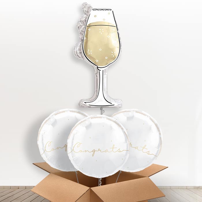Black and Gold Wine Glass Giant Helium Balloon in a Box | Giant Balloon + 3 Themed Balloons | Party Save Smile