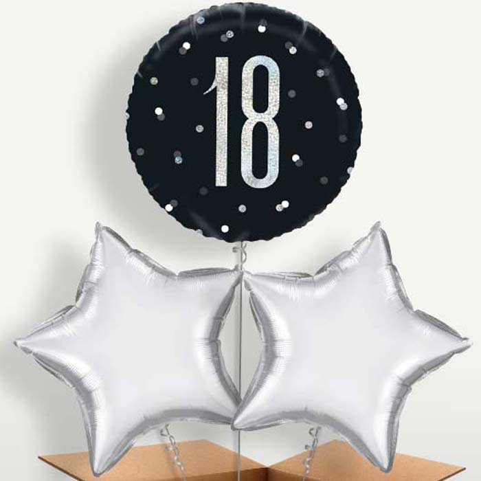 Black & Silver 18th Birthday Balloon Bunch | Party Save Smile