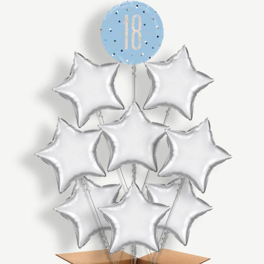 Blue & Silver Holographic 18th Birthday Balloon Bundle | Party Save Smile