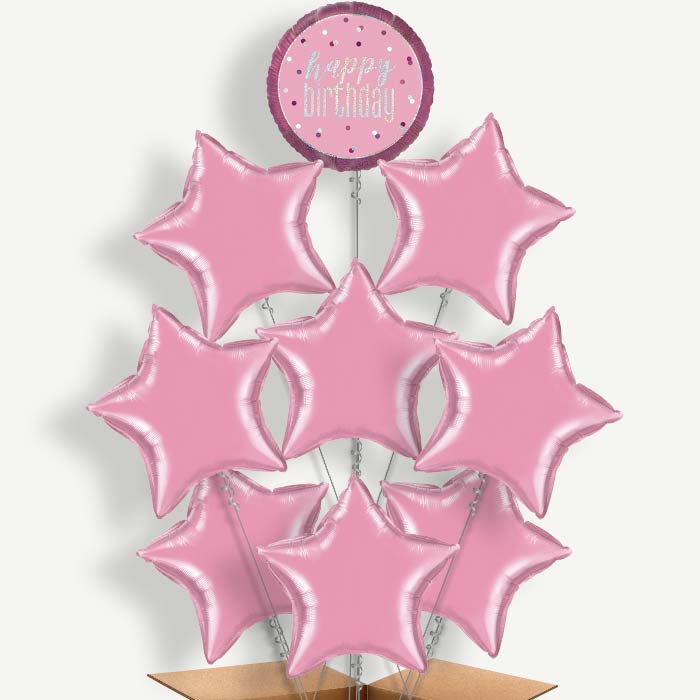 Pink & Silver Holographic Happy Birthday Balloon Bundle | Party Save Smile