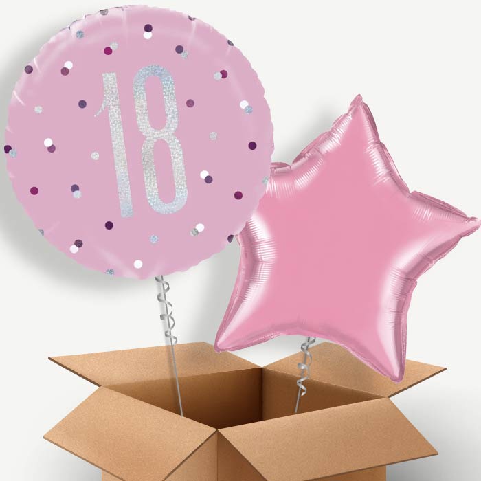 Pink & Silver 18th Birthday Helium Balloon Couple | Party Save Smile