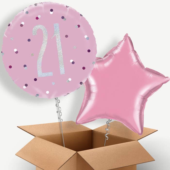 Pink Silver 21stHelium Balloon Couple | Party Save Smile