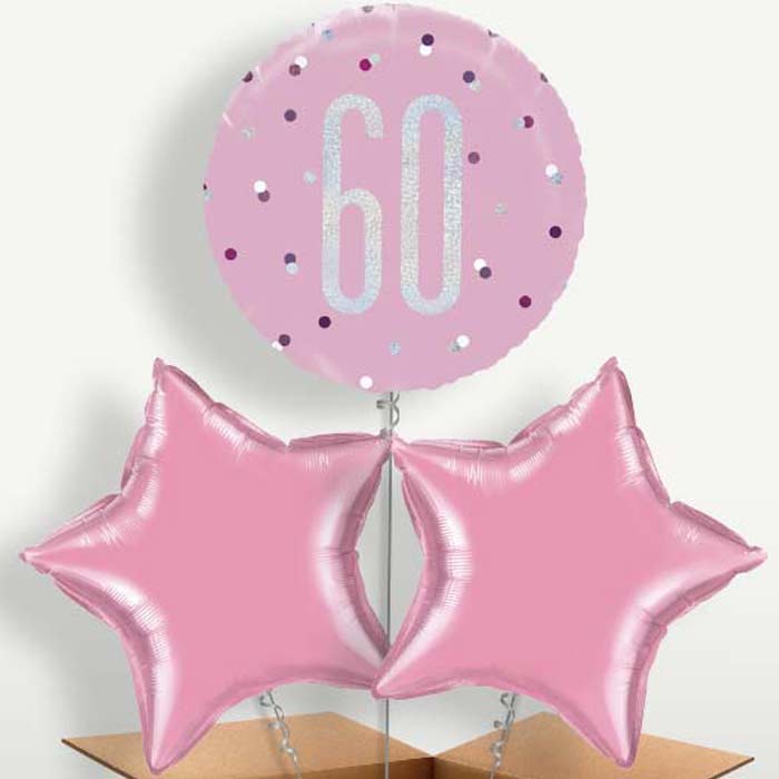 Pink & Silver 60th Birthday Balloon Bunch | Party Save Smile