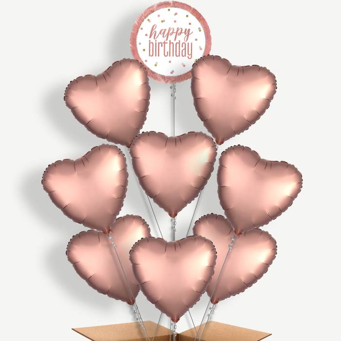 Rose Gold Holographic Happy Birthday Helium Balloon Bundle | Party Save Smile
