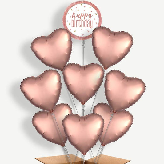 Rose Gold Holographic Happy Birthday Helium Balloon Bundle | Party Save Smile