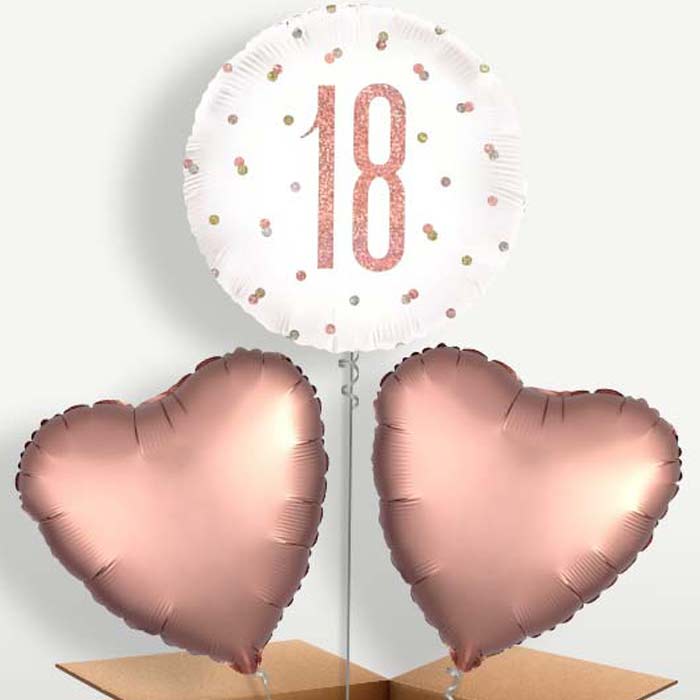 Rose Gold 18th Birthday Trio Balloon Bunch | Party Save Smile