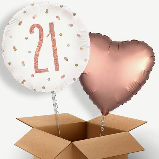 Rose Gold Holographic 21st Birthday Helium Balloon Couple | Party Save Smile