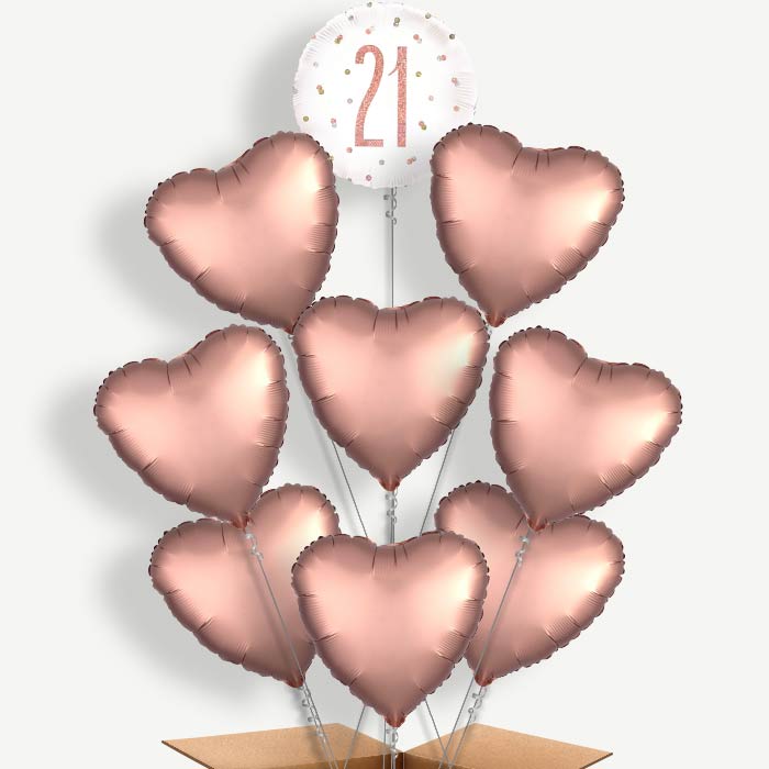 Rose Gold Holographic 21st Birthday Helium Balloon Bundle | Party Save Smile