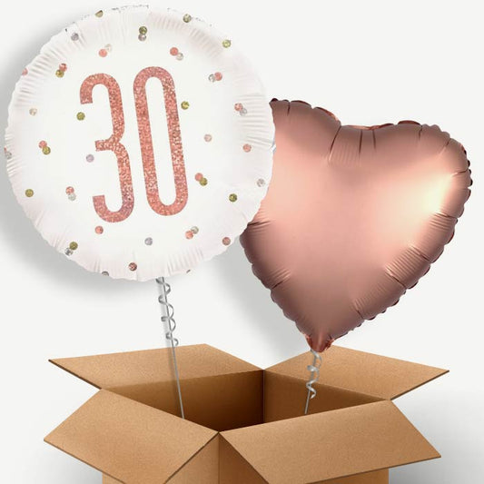Rose Gold Holographic 30th Birthday Helium Balloon Couple | Party Save Smile