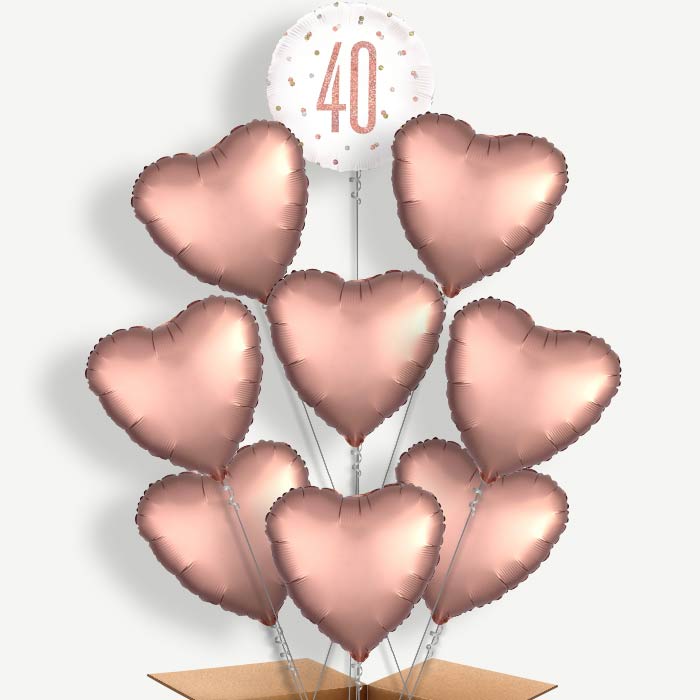 Rose Gold Holographic 40th Birthday Helium Balloon Bundle | Party Save Smile