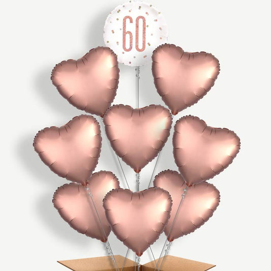 Rose Gold Holographic 60th Birthday Helium Balloon Bundle | Party Save Smile
