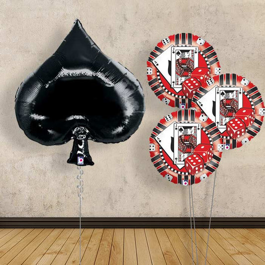 Casino Black Spade Balloon Bouquet Delivered - Themed Bouquet | Party Save Smile