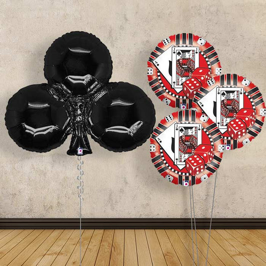 Giant Black Club Casino Balloon Bouquet Delivered - Themed Bouquet | Party Save Smile