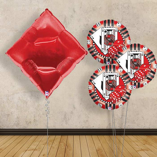 Red Diamond Inflated Helium Balloons Delivered - Themed Bouquet | Party Save Smile