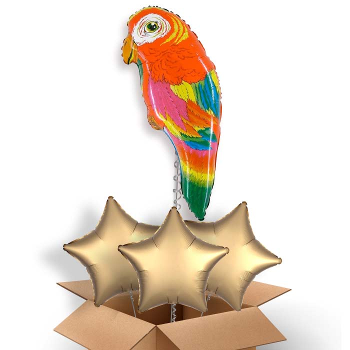 Tropical Parrot Shaped Giant Helium Balloon in a Box Gift with 3 Plain Balloons | Party Save Smile