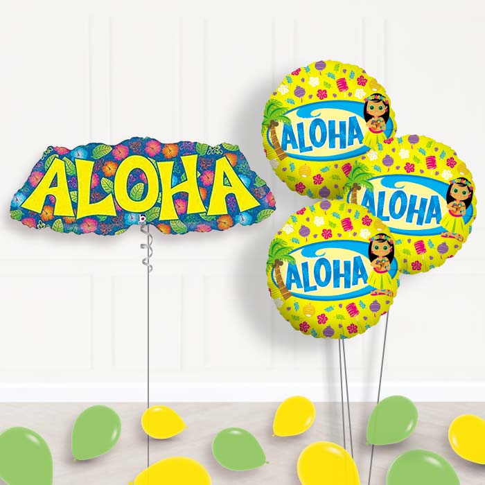 Aloha Balloon Bouquet in a Box Package - Themed Bouquet with Latex | Party Save Smile