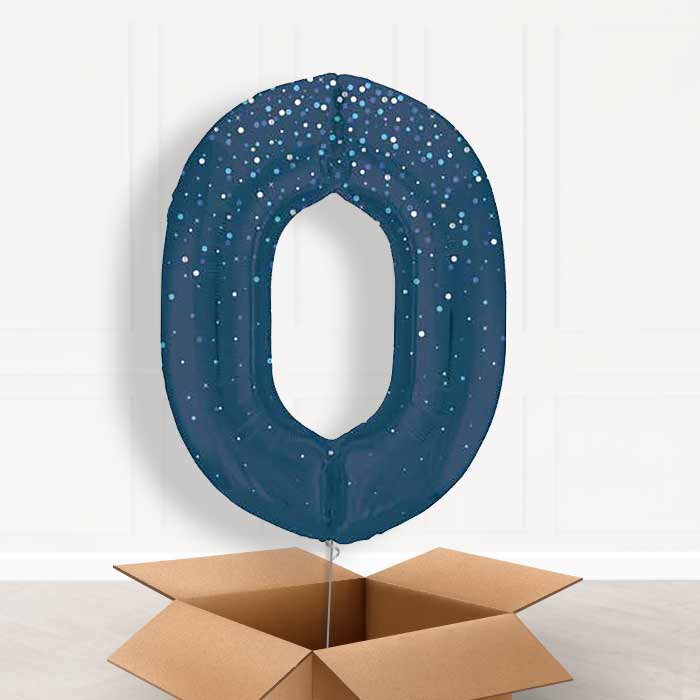 Navy Blue Dots Helium Filled Number Balloons 0-9 - Party Save Smile