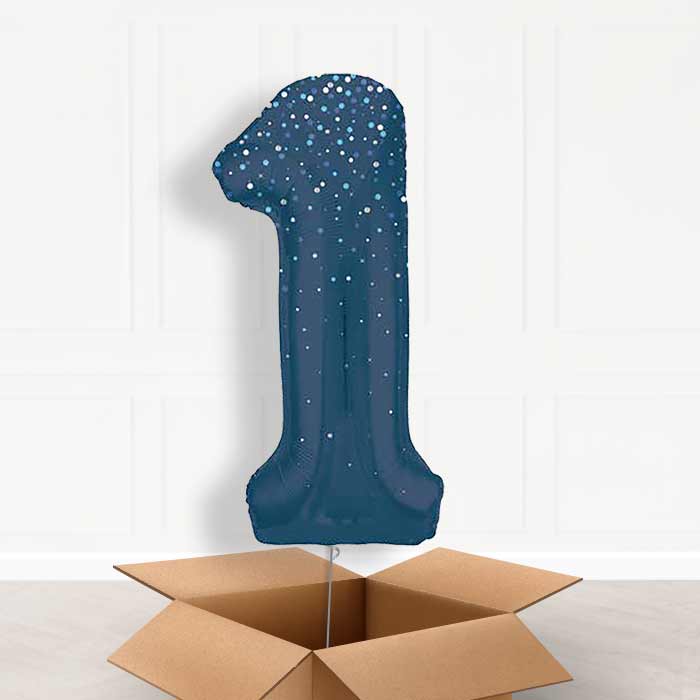 Navy Blue Dots Helium Filled Number Balloons 0-9 - Party Save Smile