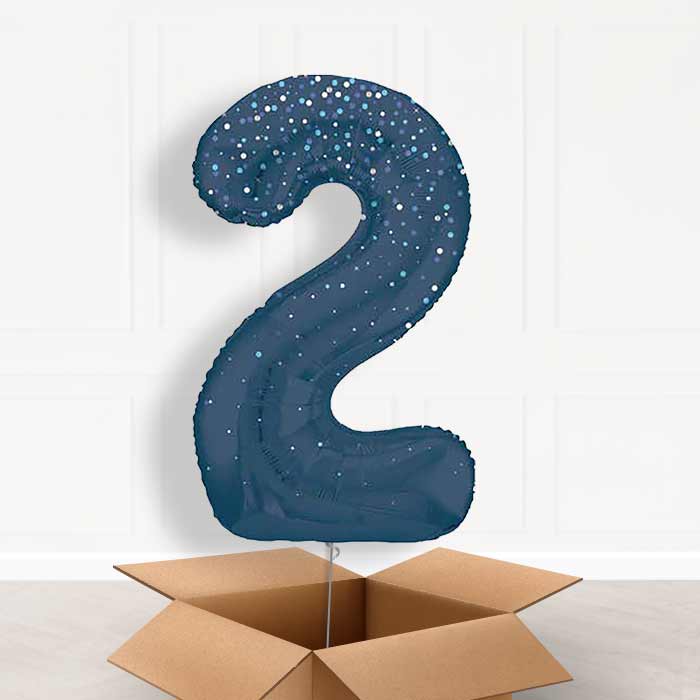 Navy Blue Dots Helium Filled Number Balloons 0-9 - Party Save Smile