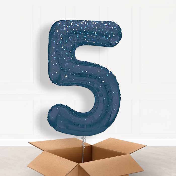 Navy Blue Dots Helium Filled Number Balloons 0-9 - Party Save Smile