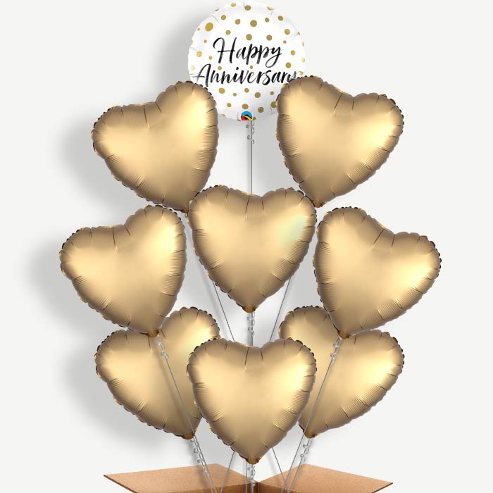 Happy Anniversary Gold Dots Helium Balloon Bundle | Party Save Smile
